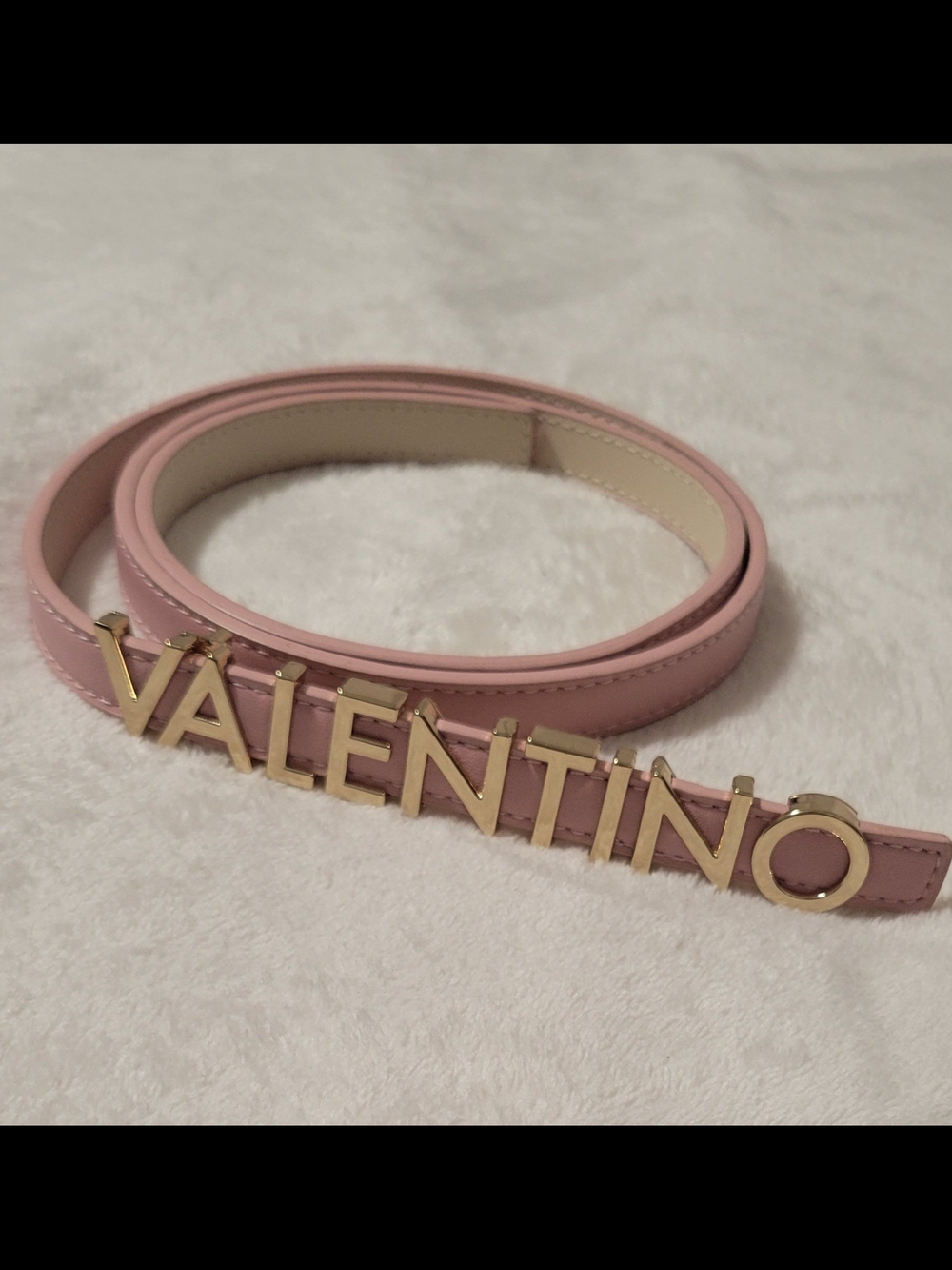 Mario Valentino Pink Logo Lettering Leather Belt